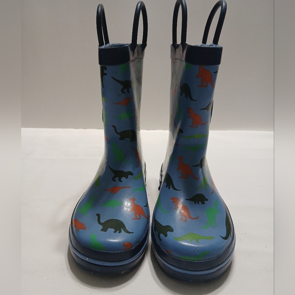 Kids Dinosaur Rain Boots - Blue and Green - Picture 3 of 10